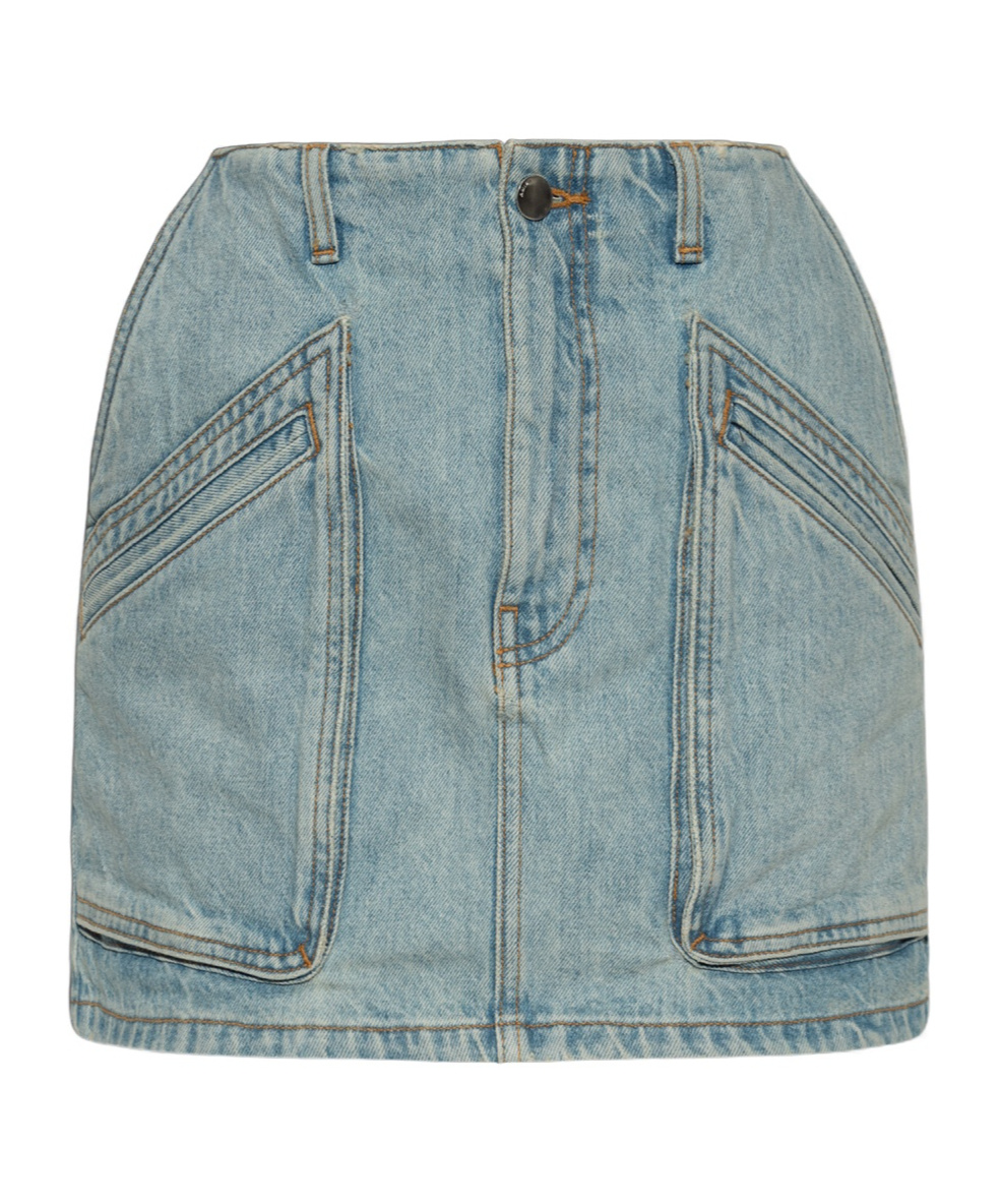 Amiri Cargo Denim Skirt In Gray