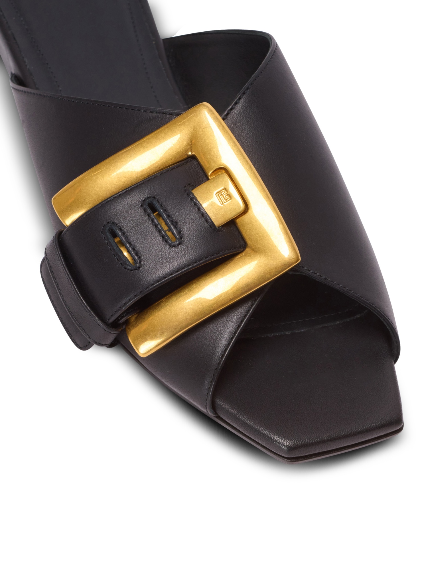 Balmain Anthem Flat Leather Sandals