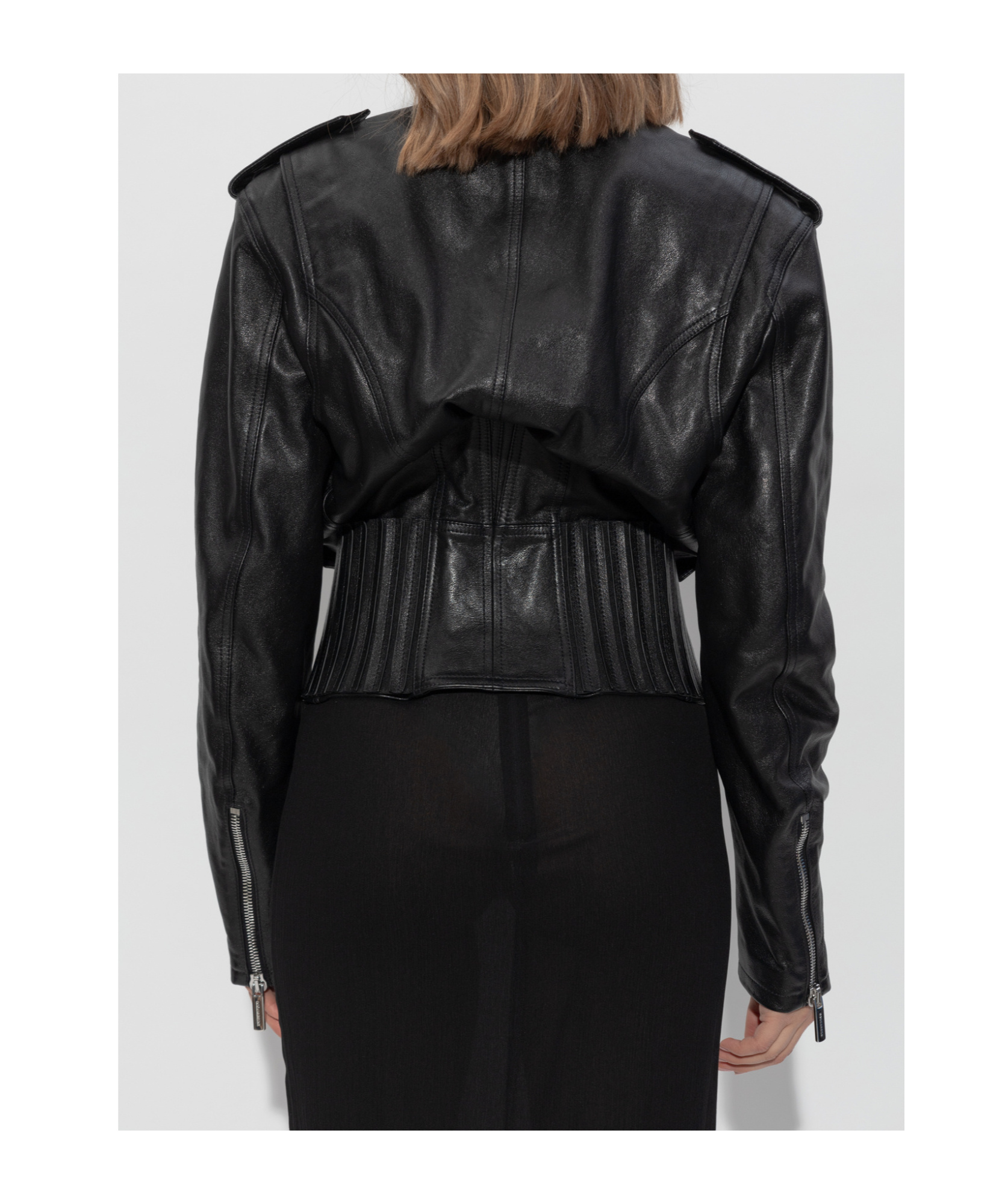 Dsquared2 Cropped Leather Jacket In Black