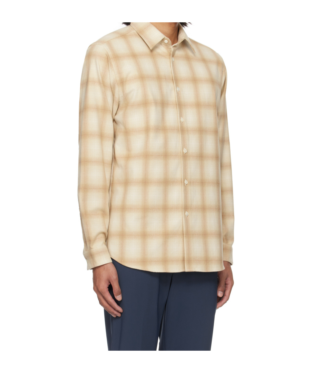 Theory Irving Fade Flannel Long Sleeve Shirt In Nude