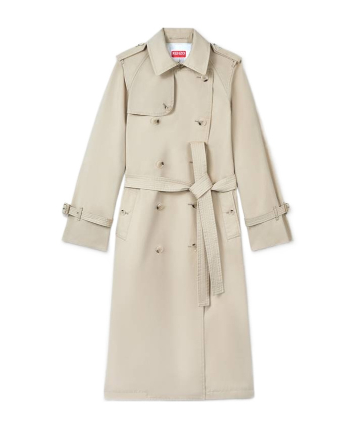 Kenzo Cut-out Double-breasted Trench Coat In Nude
