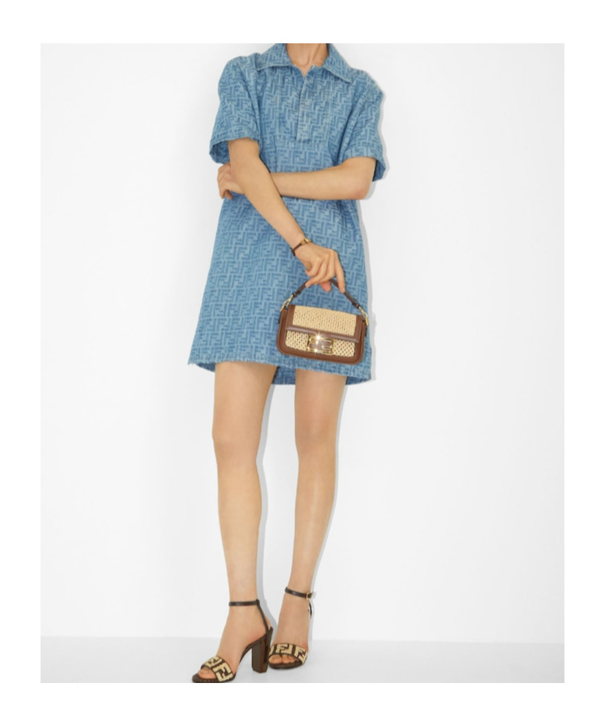 FENDI FF-MOTIF BELTED MINI DRESS 