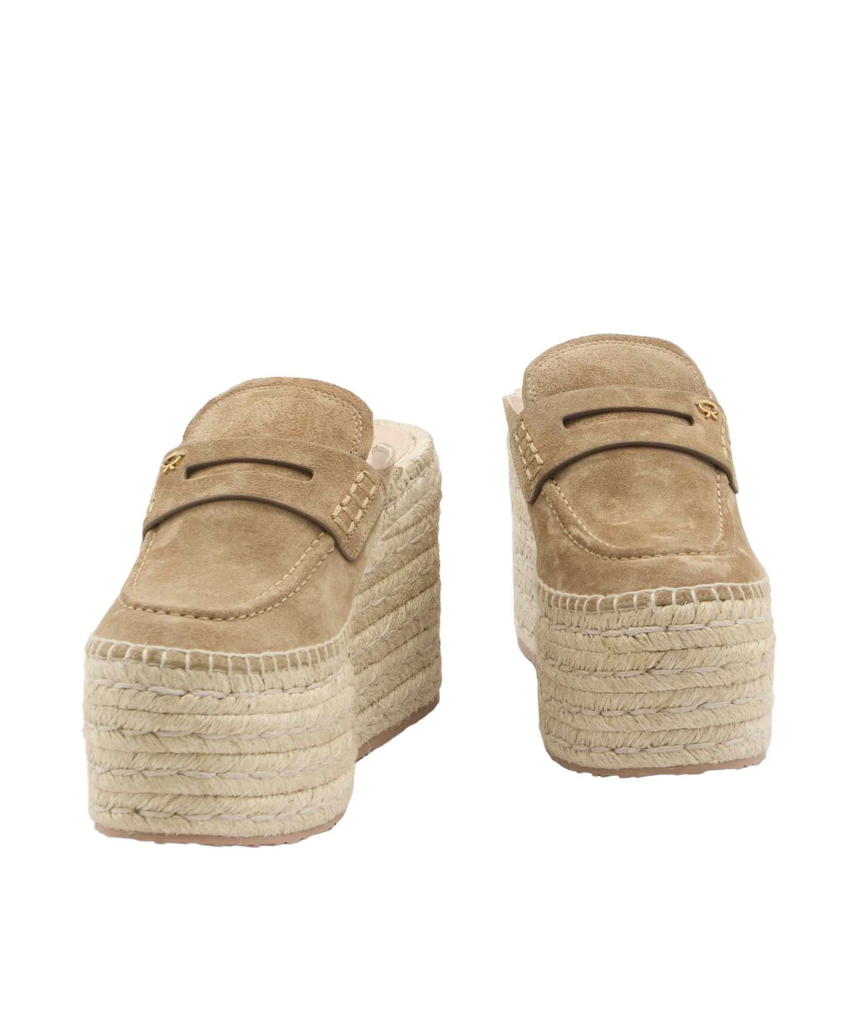 Gianvito Rossi Maxilla 105 Suede Espadrille Wedge Mules In Nude