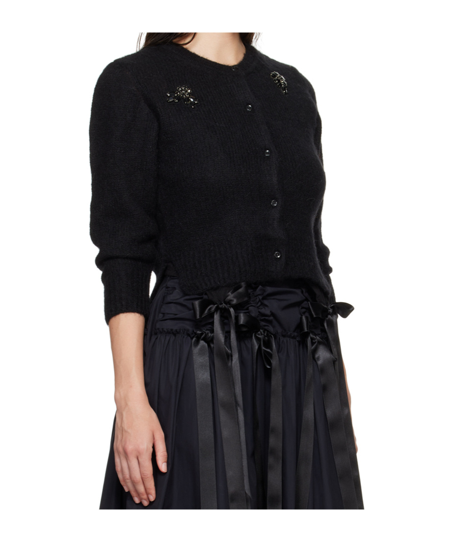 Simone Rocha Cropped Button-down Cardigan In Black