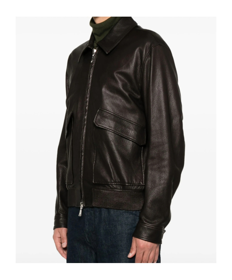 Shop Tagliatore Long Sleeve Leather Jacket