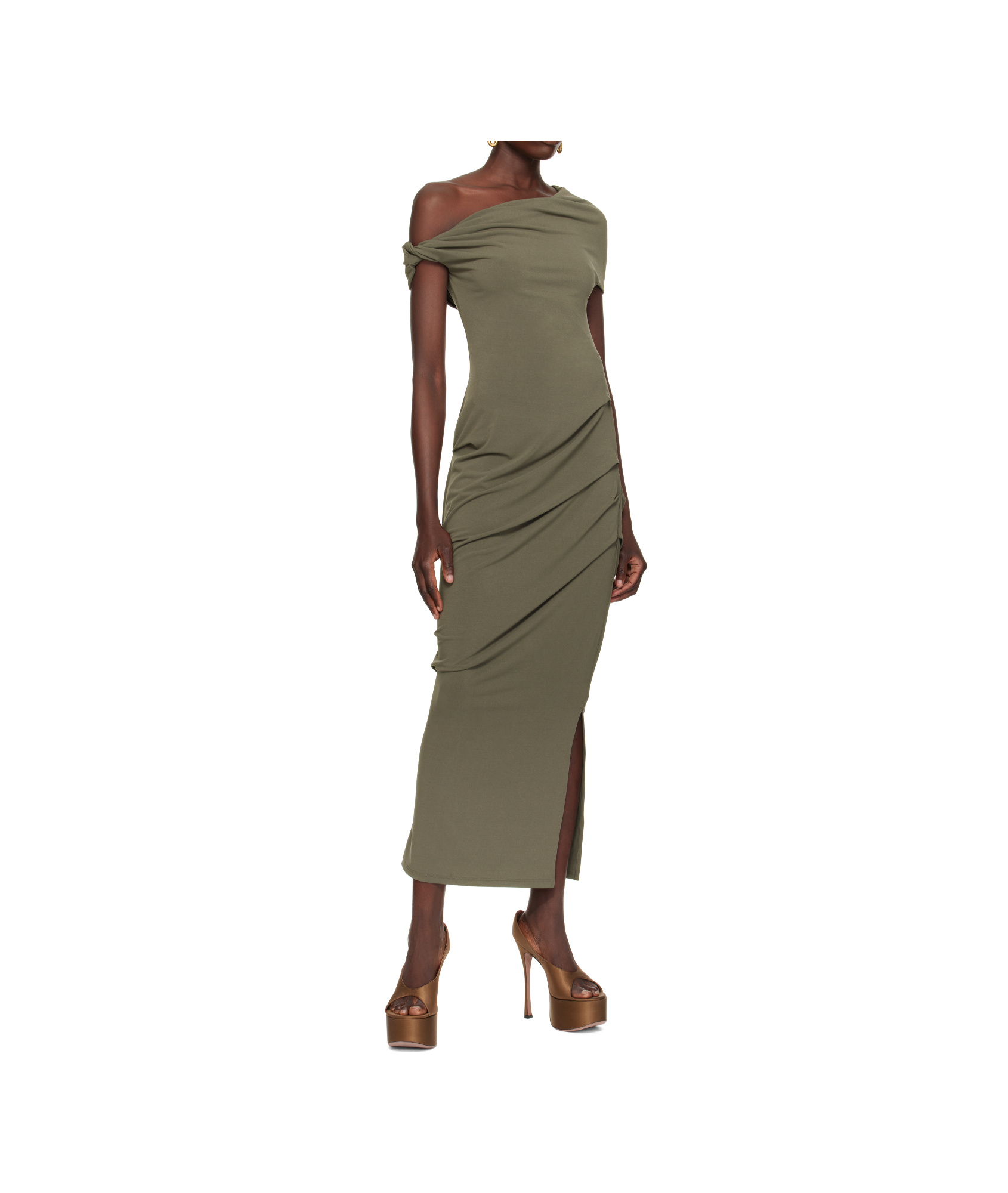 Amina Muaddi Anok Plateau High-heeled Sandals In Brown