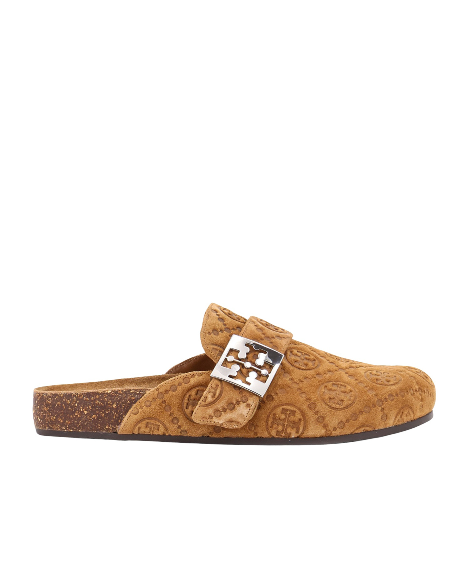 Tory Burch T Monogram Mellow Jacquard Suede Mule In Brown