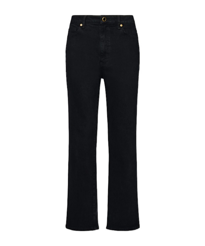 Khaite Cropped High-rise Straight Jeans In Black