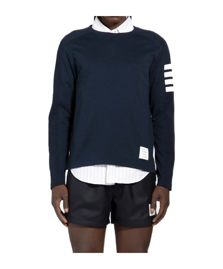 Thom Browne Four-bar Crewneck Sweatshirt In Black
