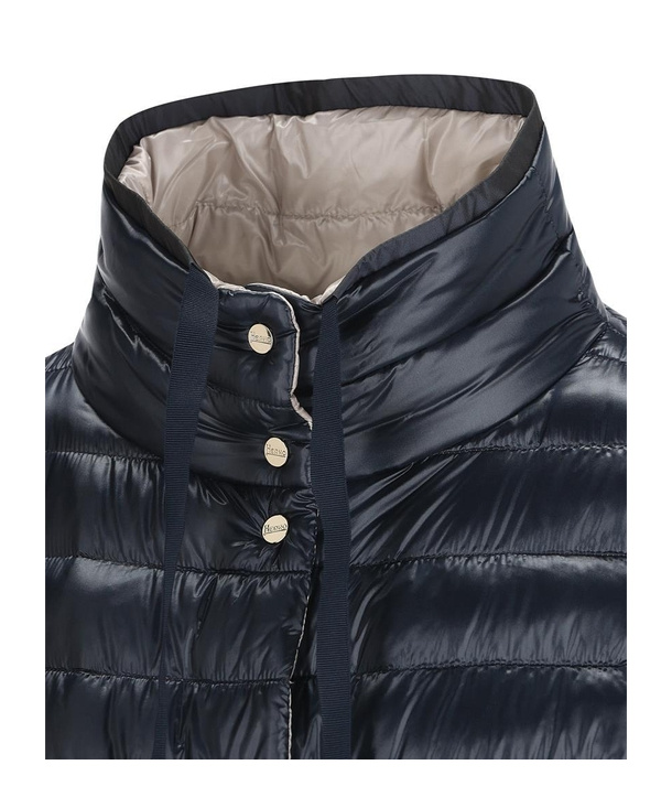 Herno Funnel Neck Reversible Puffer Jacket In Black