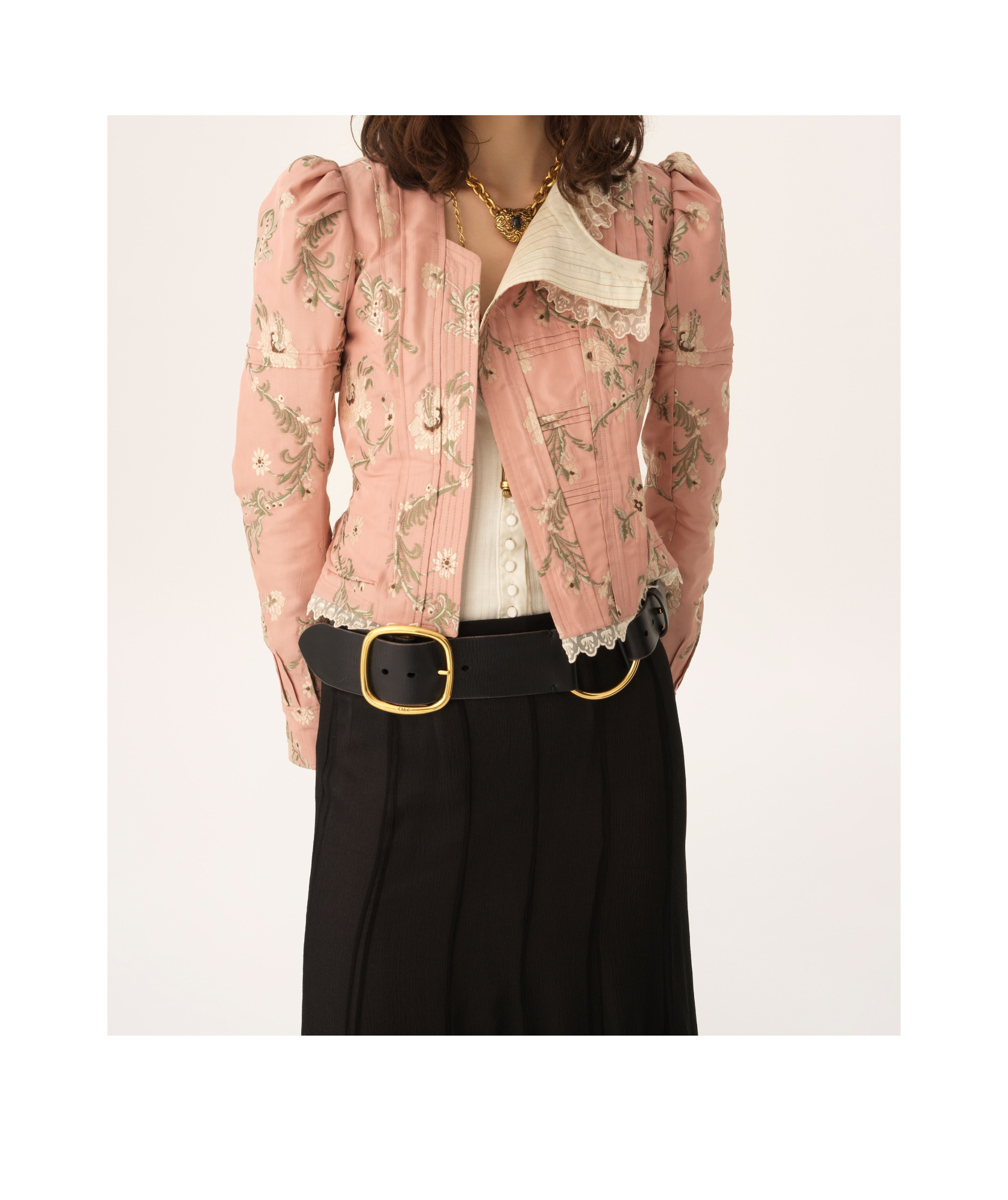 Chloé Baroque Silk-blend Taffeta Jacket With Floral Jacquard Women In Pink
