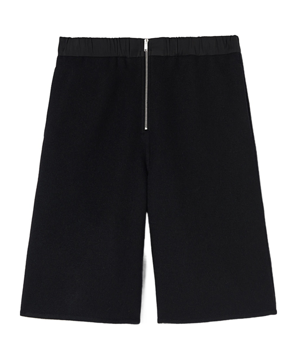 Jil Sander Wide-leg Felted Shorts In Black