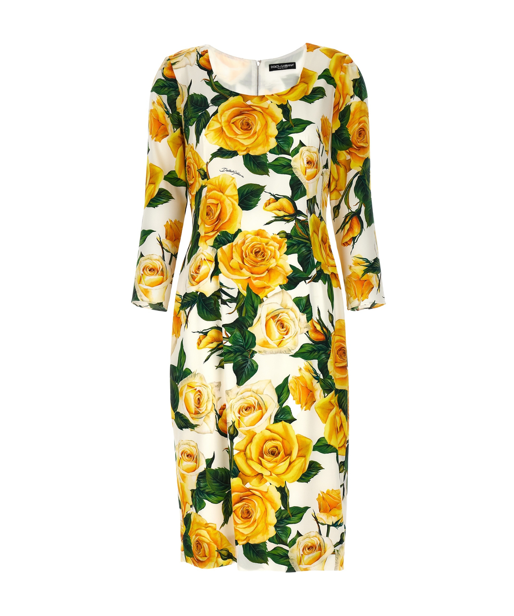 Shop Dolce & Gabbana Floral-print Silk-blend Dress In Multicolor