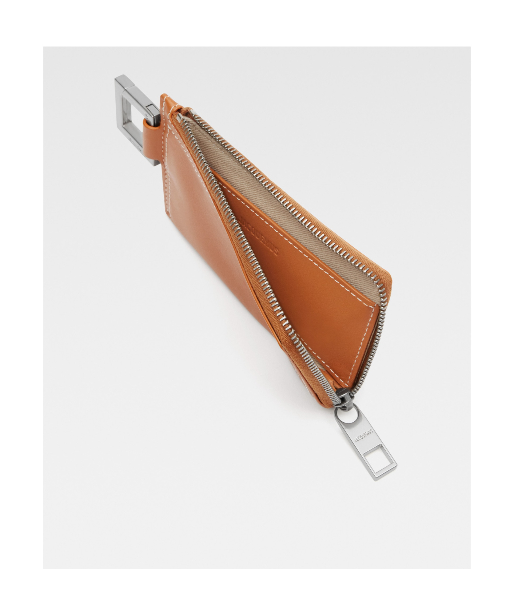 Jacquemus Le Porte Leather Zip Pouch In Brown