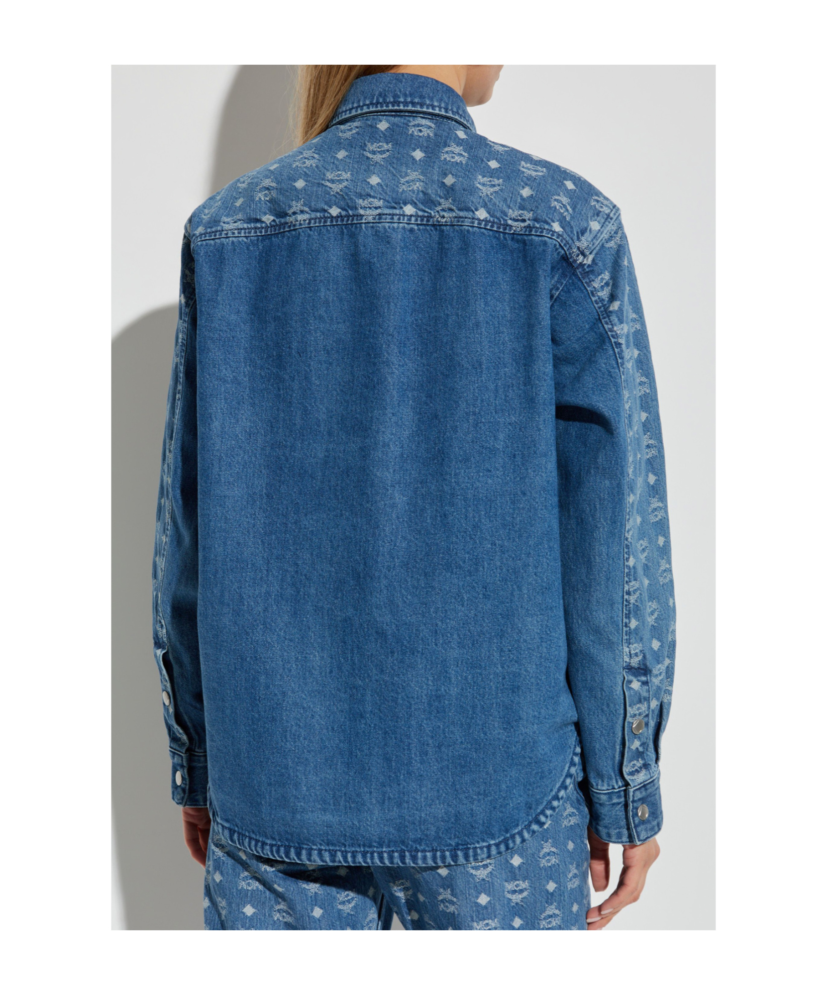 Mcm Denim Shirt With Monogram In Blue