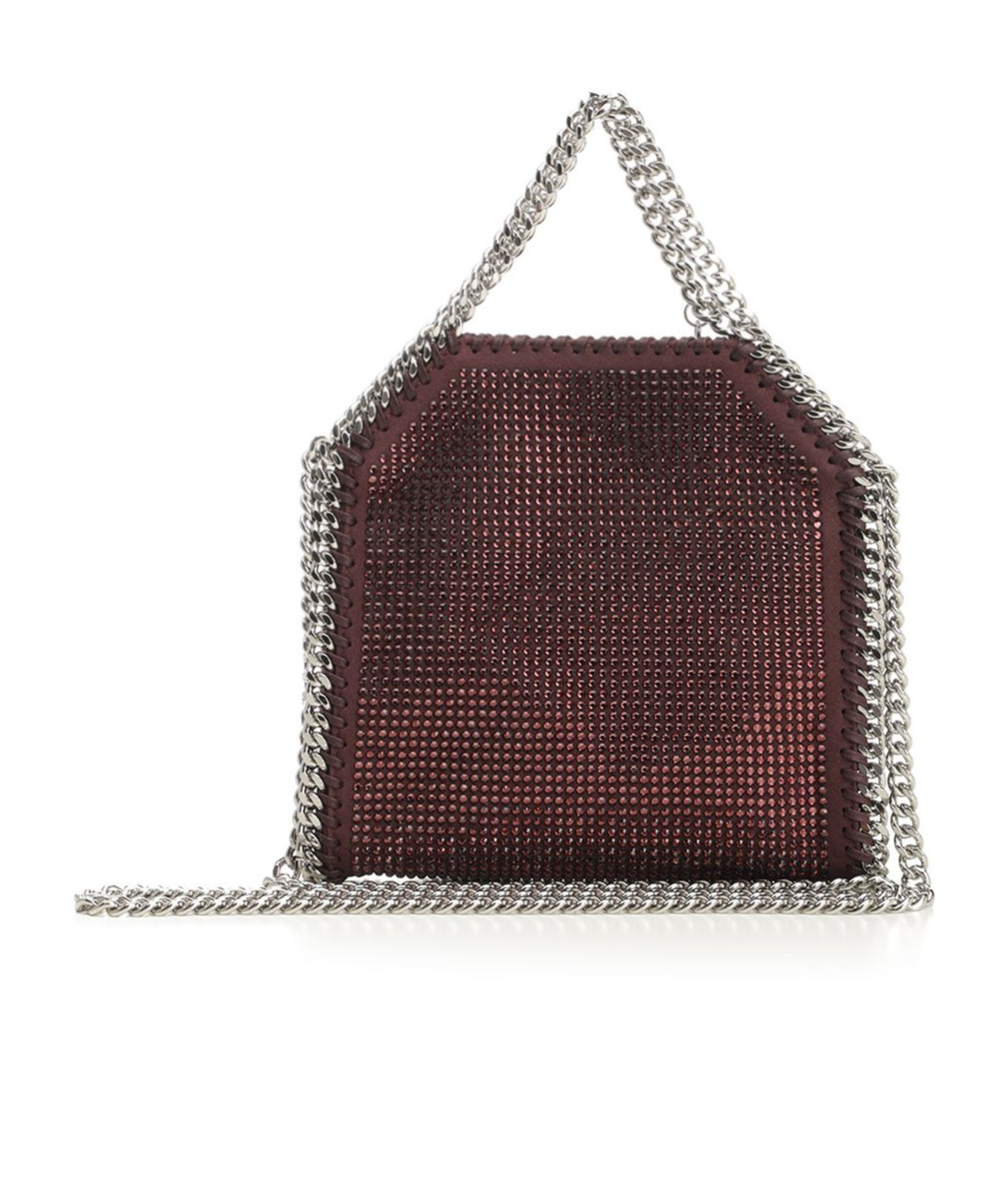 Stella Mccartney Falabella Tiny Bag Crystal Hotfix On Alter Suede Crossbody Bags Bordeaux
