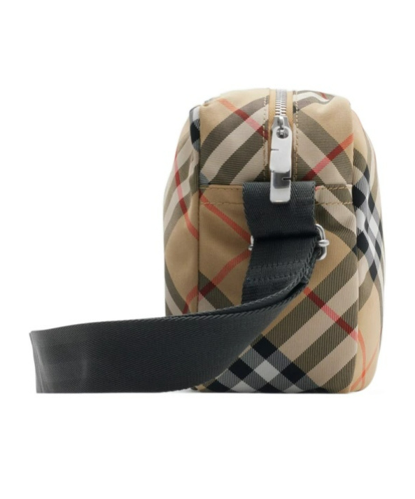 Burberry Vintage Check Messenger Bag With Silver Hardware In Brown