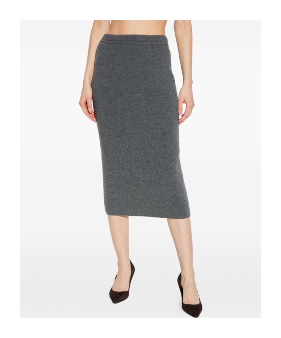 Tom Ford Cashmere-blend Midi Skirt In Gray
