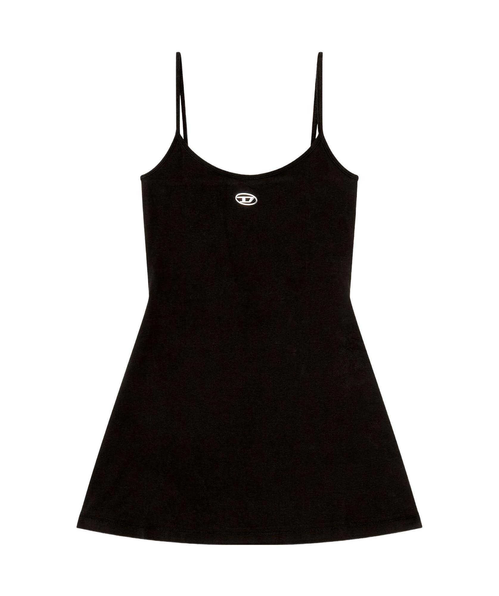Diesel Mini Dress In Cotton With Oval D Logo In Black