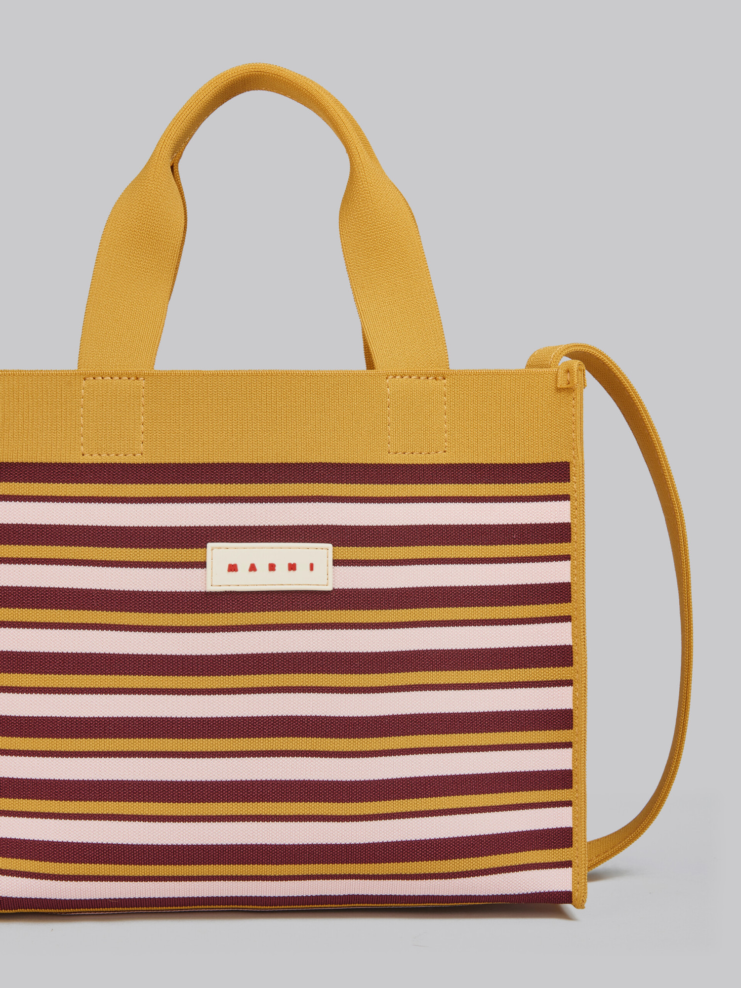 Marni Small Shopping Striped Tote Bag In Multicolor