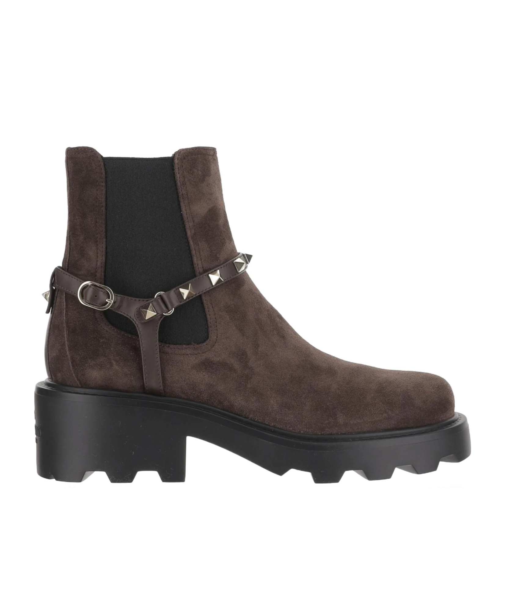 Valentino Beatle Rockstud Suede Chelsea Boots In Brown