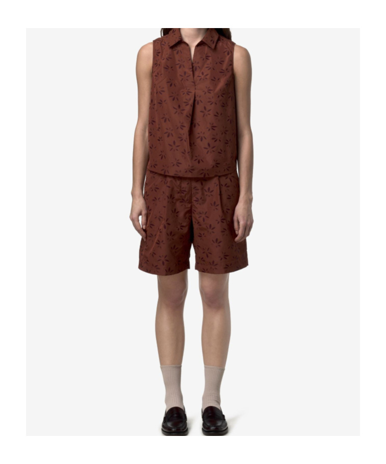K-way Patterned Bermuda Shorts In Burgundy