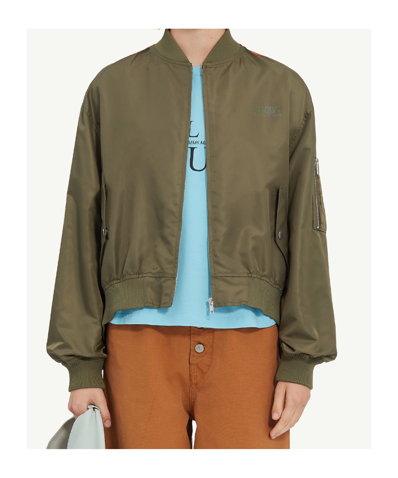 Mm6 Maison Margiela Logo-print Zip-up Jacket In Green
