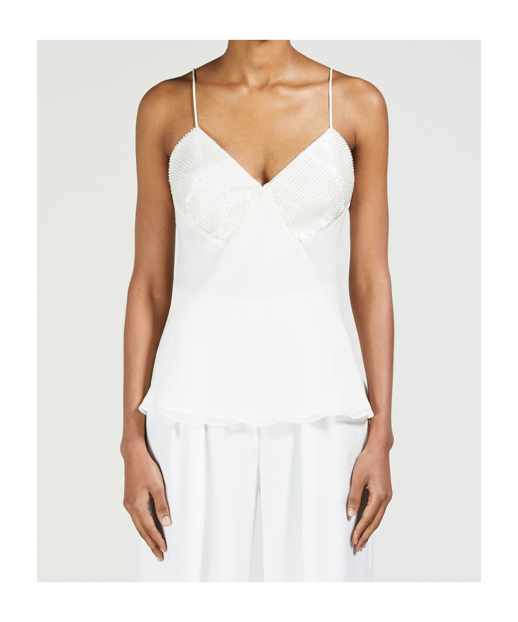 Max Mara Silk Georgette Top In Gray