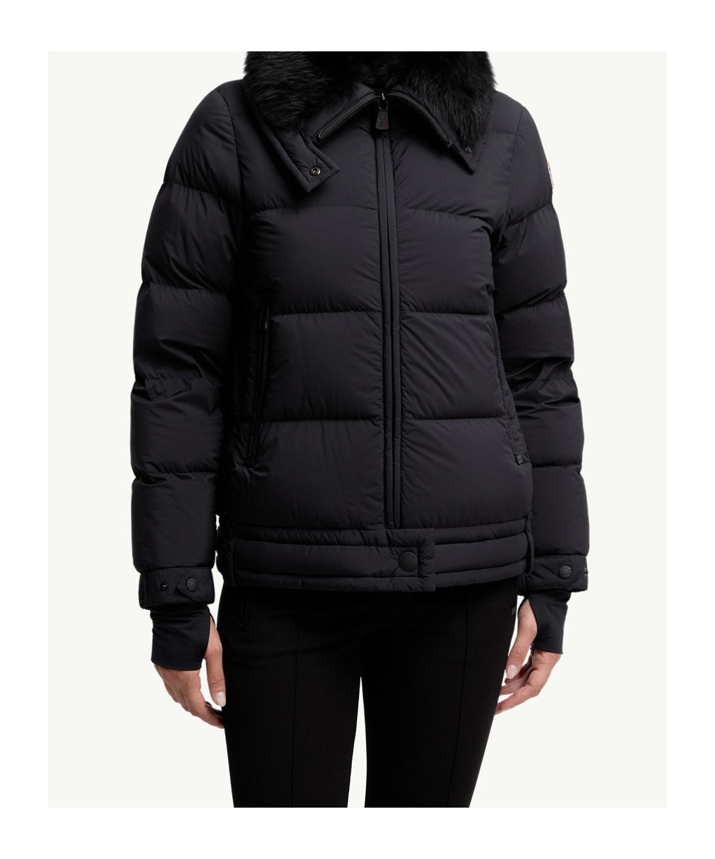 Moncler Arabbas Hooded Shearling Down Ski Jacket In Blue