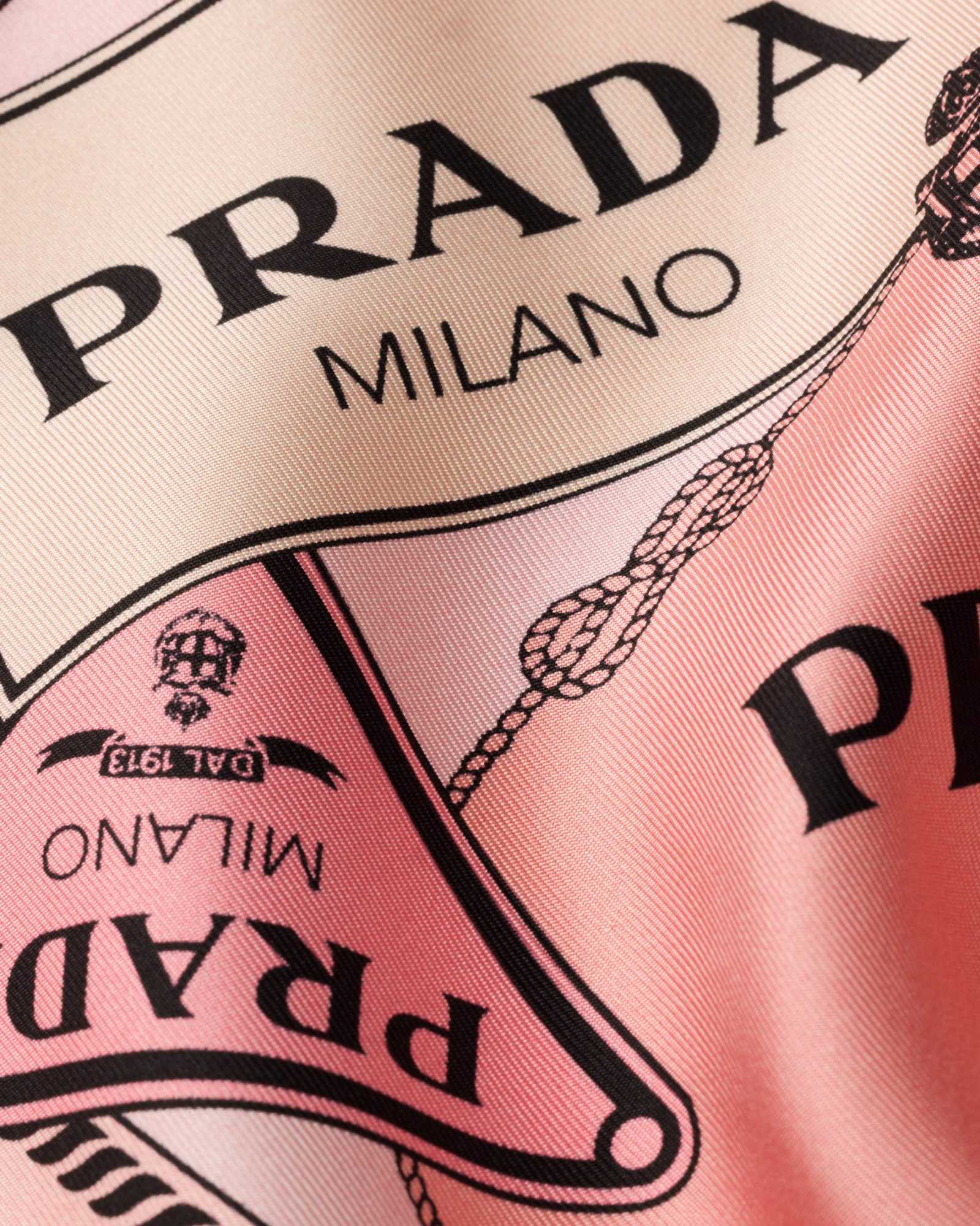 Prada Printed Twill Scarf Lightweight Rectangular Design In Pink