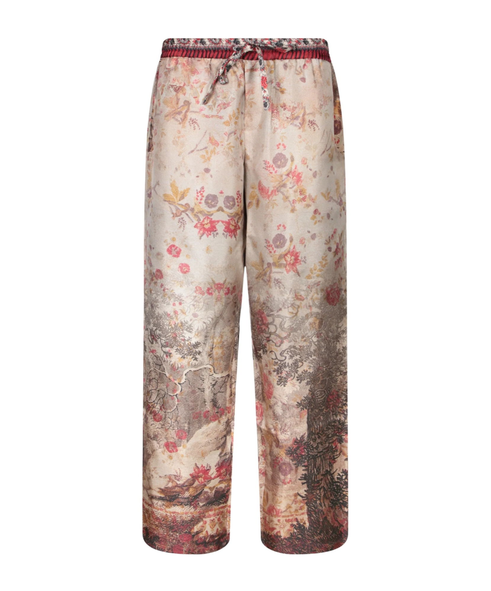 Pierre-louis Mascia Wide-leg Floral Trousers With Elastic Waistband