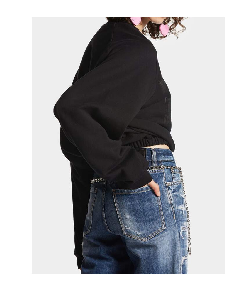 Dsquared2 Graphic-print Cotton Sweatshirt In Black