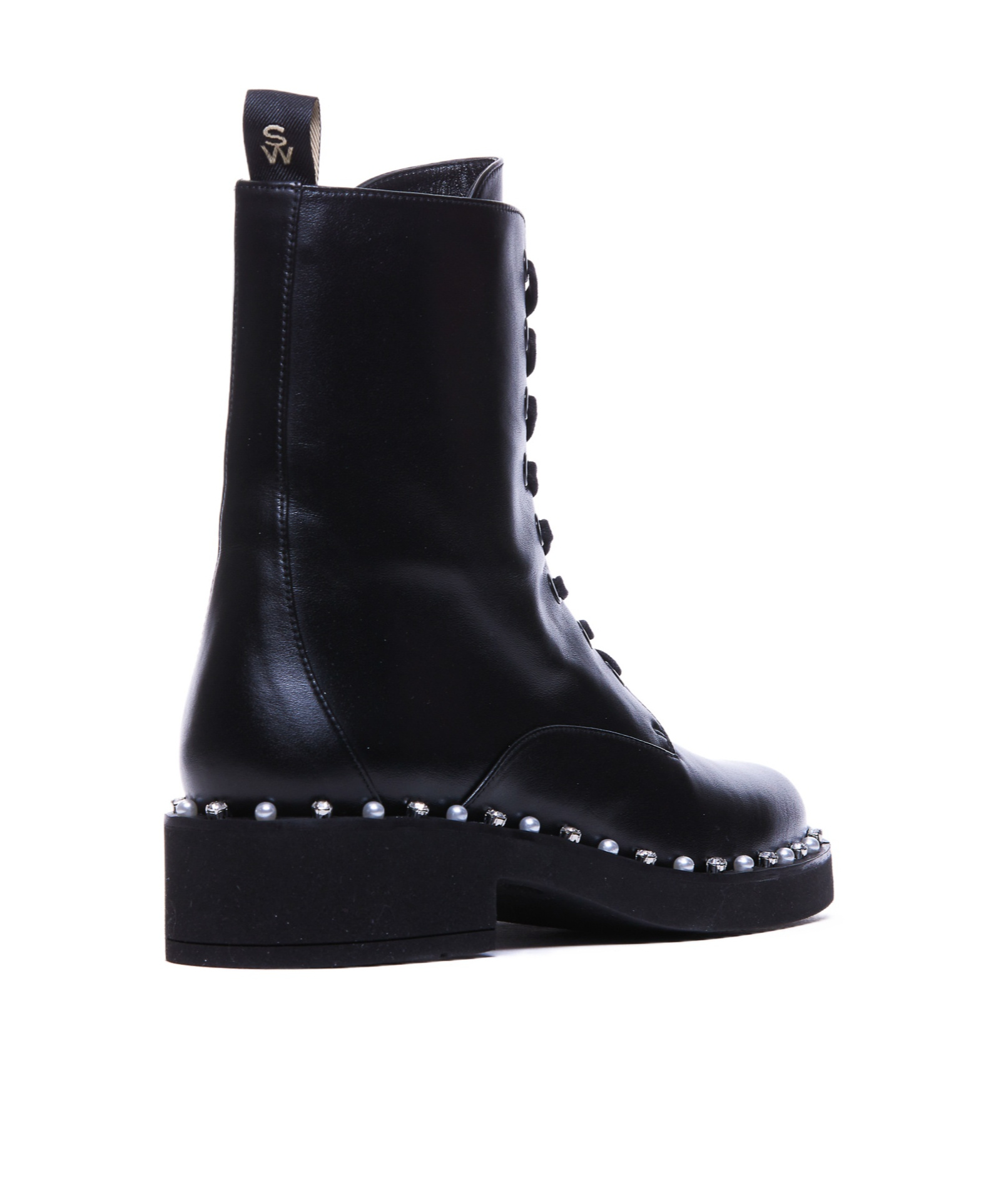 Stuart Weitzman Reverie Lace Up Booties In Black