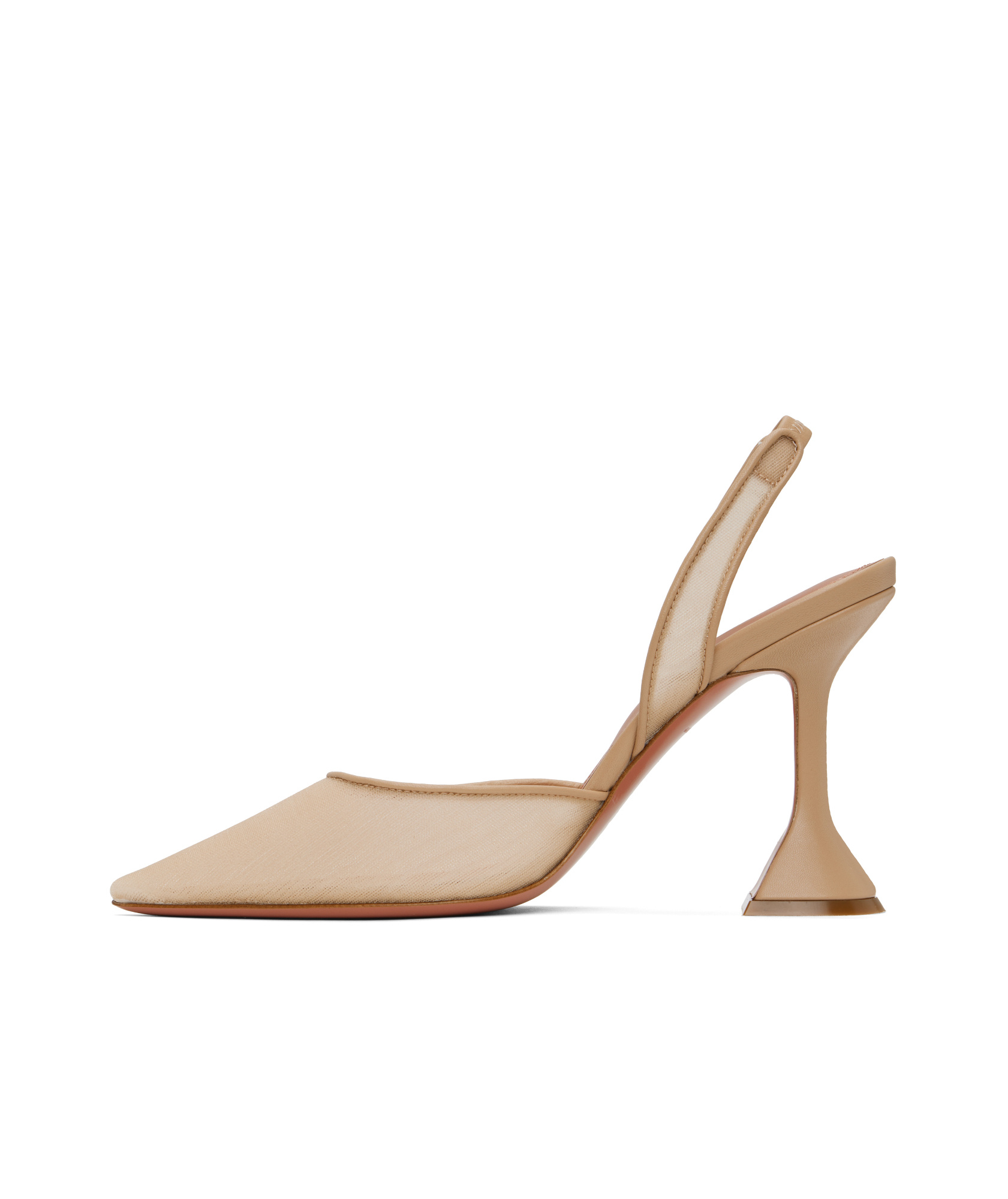 Amina Muaddi Beige Holli Mesh Sling 95 Heels In Beige