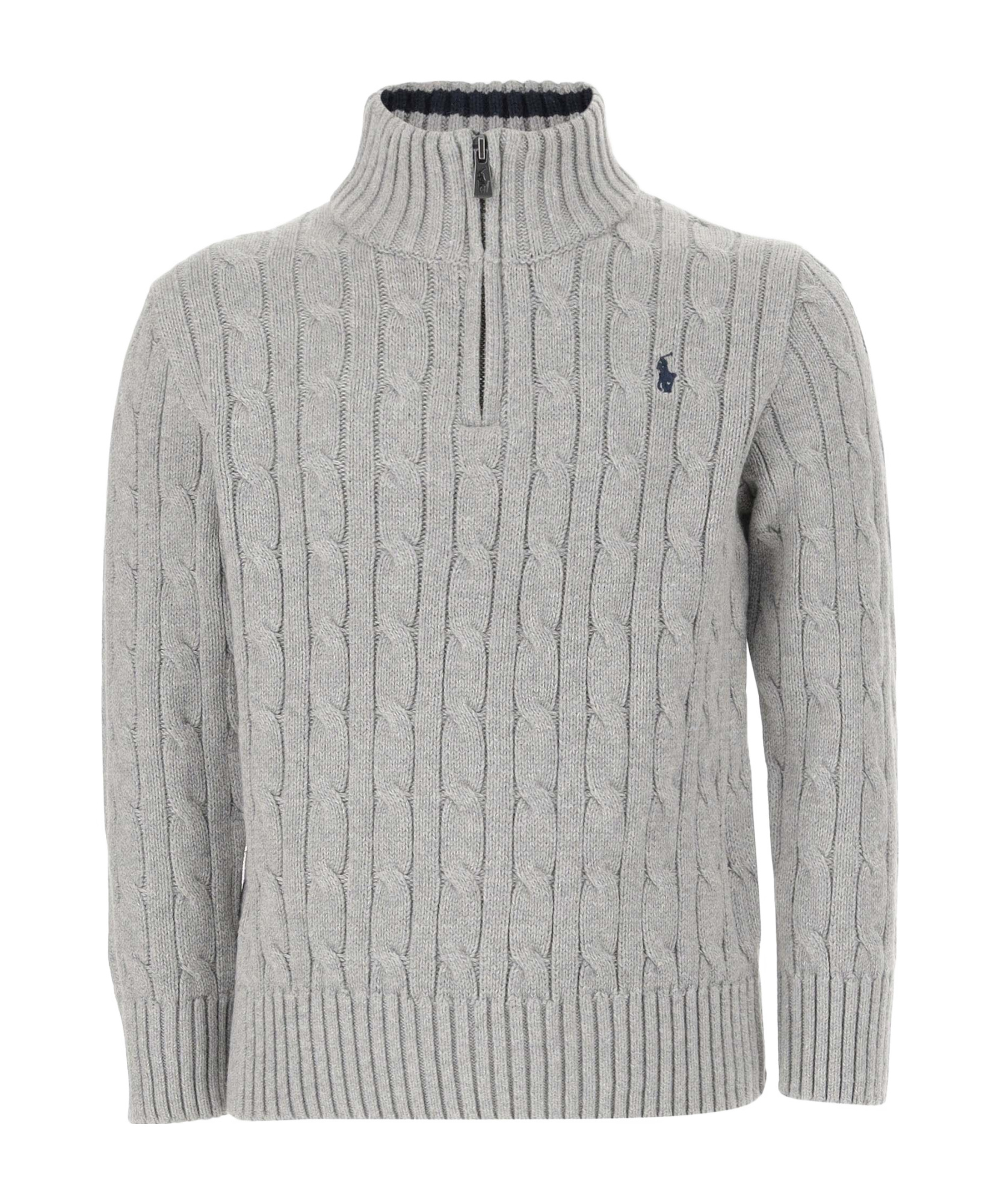 Ralph Lauren Zip-up Cotton Sweater In Gray