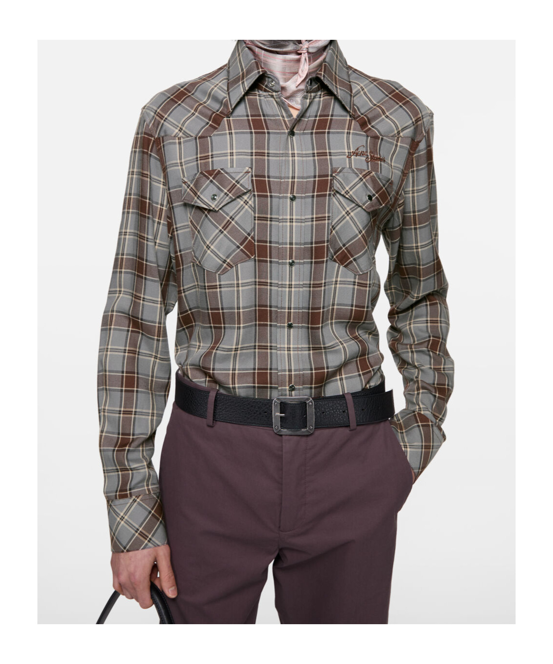 Acne Studios Checked Shirt Button Down Collar Pockets In Multi