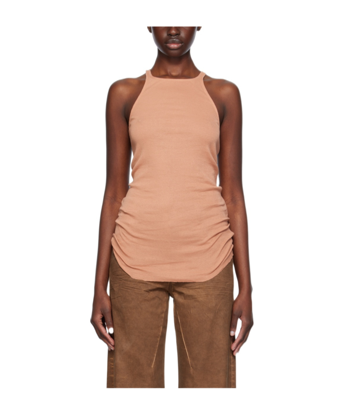 Rick Owens Drkshdw Pink Racer Back Tank Top In Brown