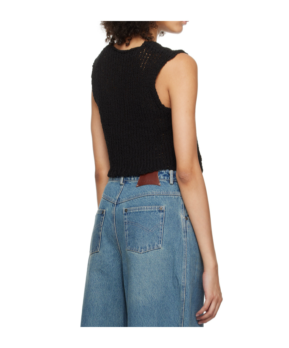 Open Yy Hook-and-eye Cardigan In Black