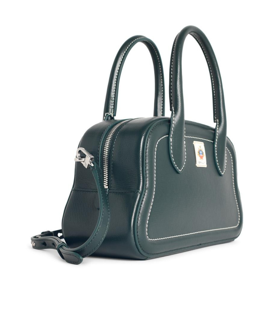 Bally Garnet Leather Shoulder Bag With Top Handles In Green