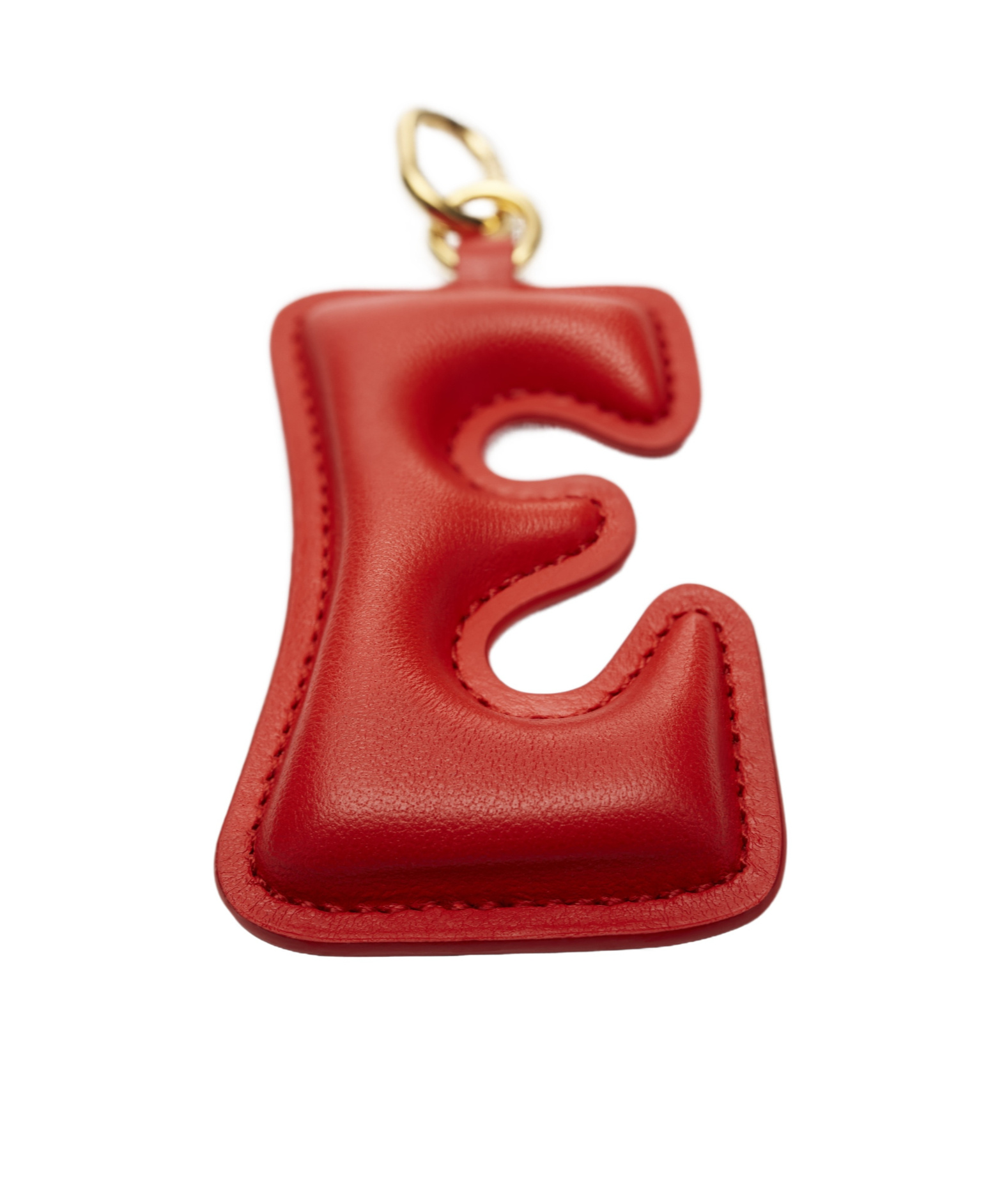 Celine Alphabet Charms E Letter In Lambskin  And Brass With Gold Finish In Red