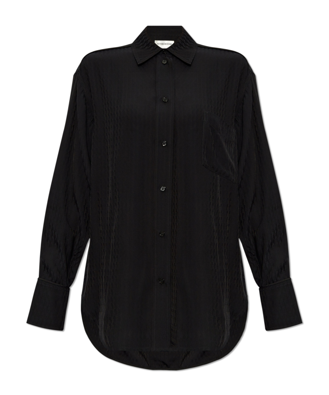 Shop Victoria Beckham Monogram-pattern Button-down Shirt In Black