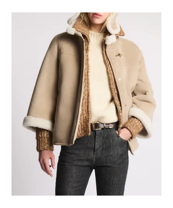 Fay Cape In Sheepskin In Brown