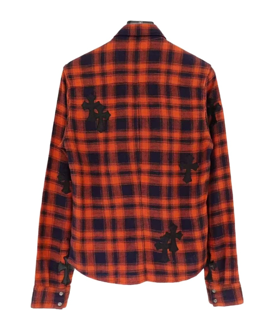 Chrome Hearts Long-sleeved Plaid Shirt In Red