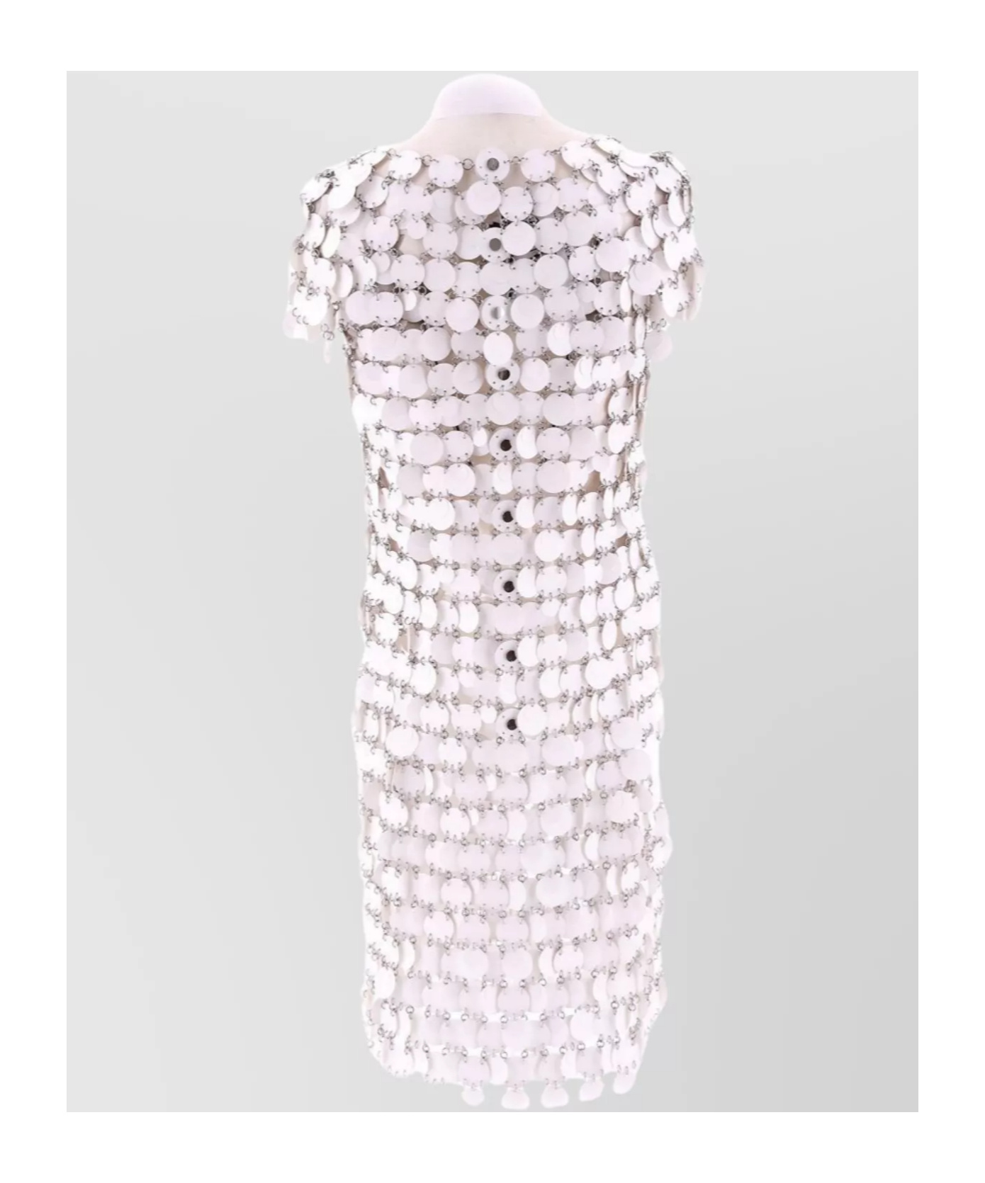 Rabanne Round Sequined Mesh Mini Dress In White