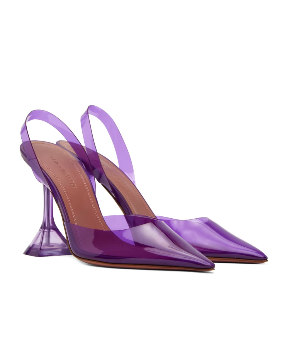 Shop Amina Muaddi Pointed Shallow-mouthed High-heeled Shoes In Purple