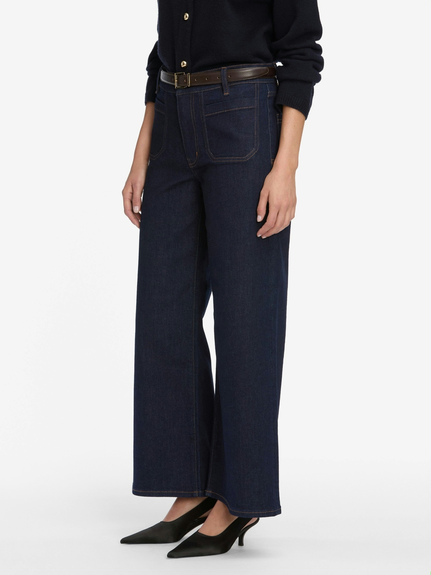 Frame Jeans Le Slim Palazzo Modernist Pocket In Blue