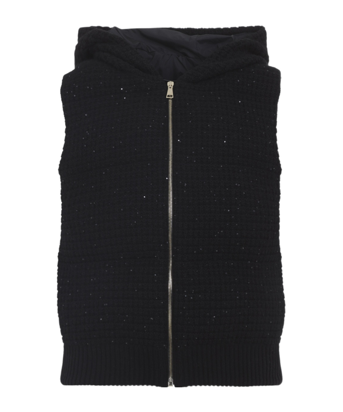 Fabiana Filippi Platinum Vest With Sequins In Black