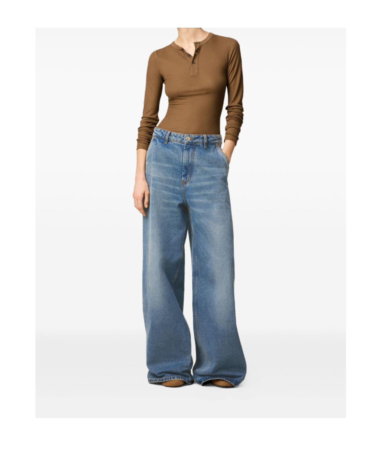 Ami Alexandre Mattiussi Wide Leg Denim Trousers Featuring Pockets In Blue