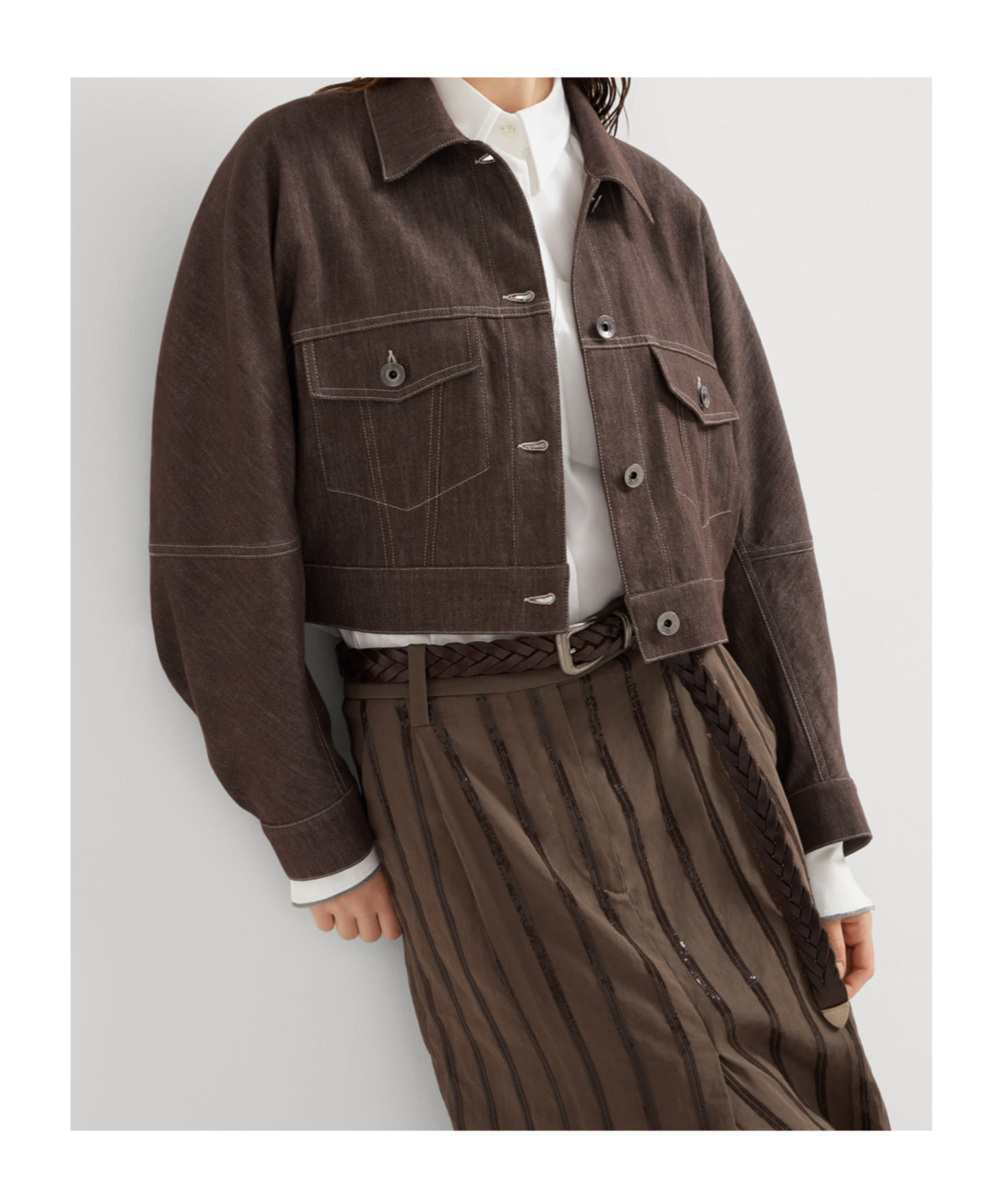 Brunello Cucinelli Jacket With Monili In Brown