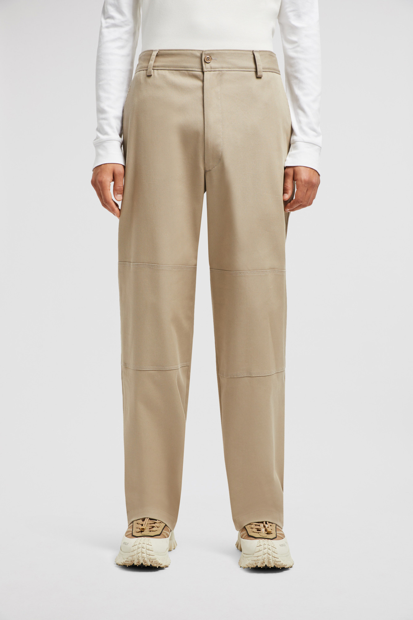 Moncler Pantalon En Gabardine De Coton In Nude